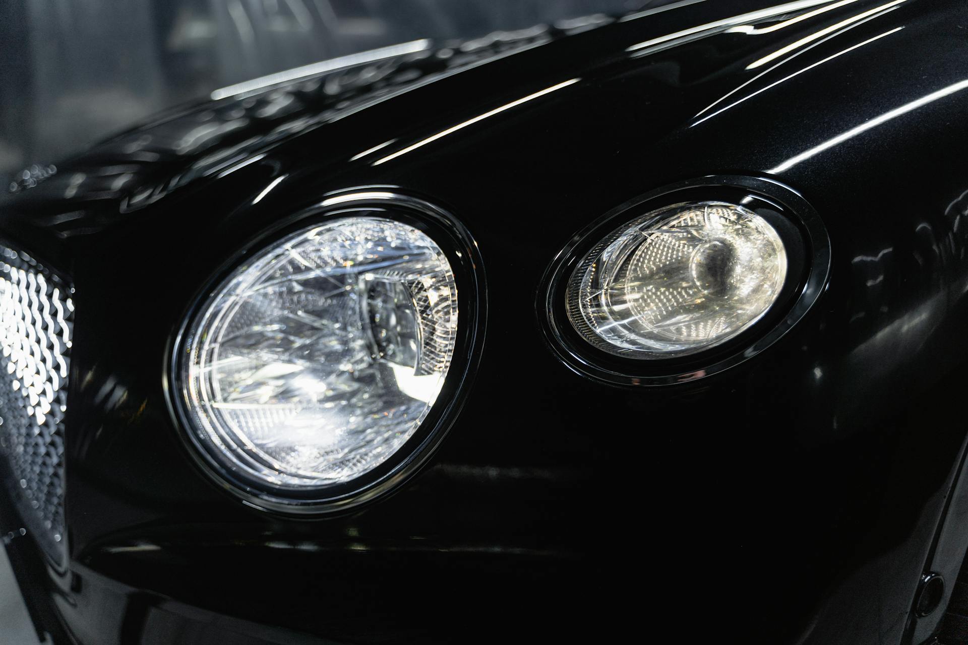 Restored, sealed black paint reflecting bright clean light — the finish Apex Auto Detailing builds.